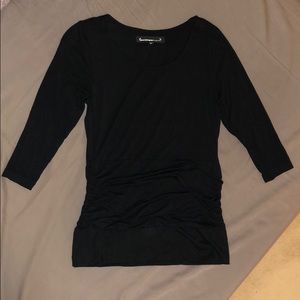 Black 3/4 sleeve with ruching